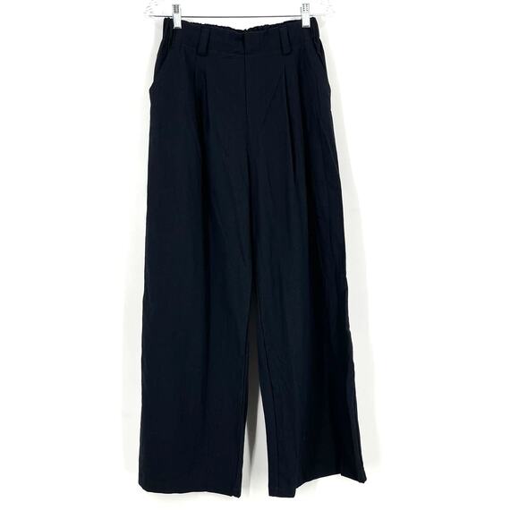 Halara High Waisted Plicated Wide Leg Pants Palazzo Pants Cotton Black Small - Picture 1 of 7